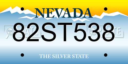 82ST538 Nevada License Plate