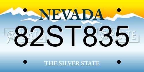 82ST835 Nevada License Plate