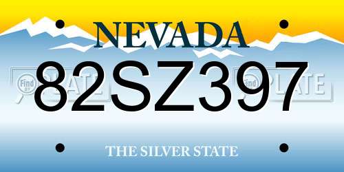 82SZ397 Nevada License Plate