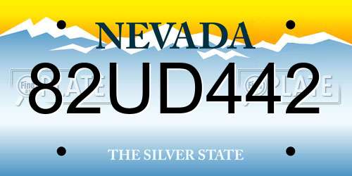 82UD442 Nevada License Plate