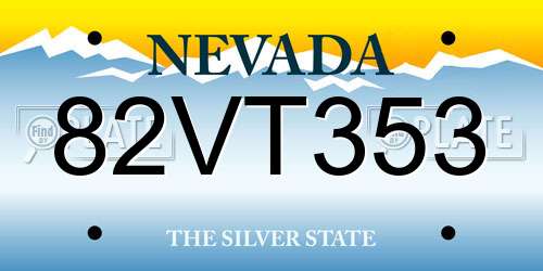 82VT353 Nevada License Plate