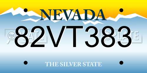 82VT383 Nevada License Plate