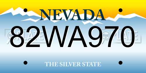 82WA970 Nevada License Plate