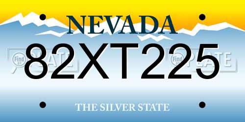 82XT225 Nevada License Plate