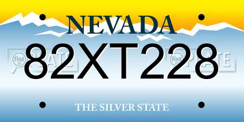 82XT228 Nevada License Plate