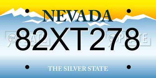 82XT278 Nevada License Plate