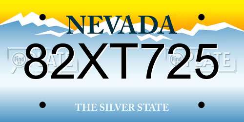 82XT725 Nevada License Plate