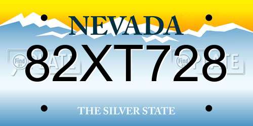 82XT728 Nevada License Plate