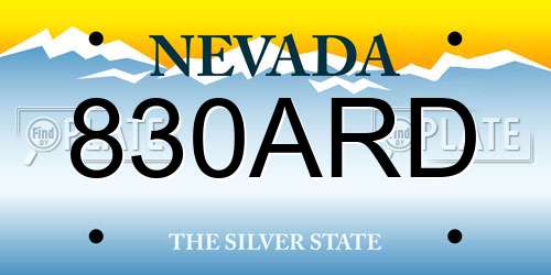 830ARD Nevada License Plate