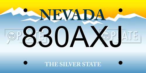 830AXJ Nevada License Plate