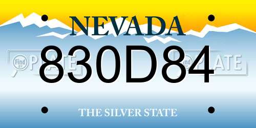 830D84 Nevada License Plate