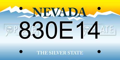 830E14 Nevada License Plate