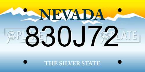 830J72 Nevada License Plate
