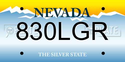 830LGR Nevada License Plate