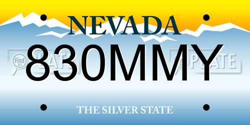 830MMY Nevada License Plate