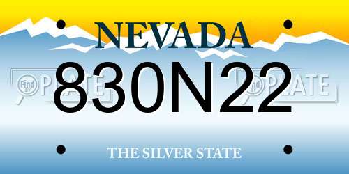 830N22 Nevada License Plate