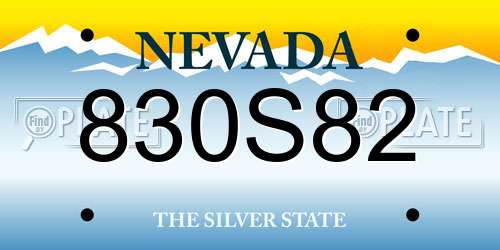 830S82 Nevada License Plate