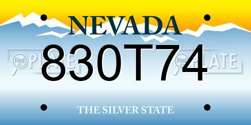 830T74 Nevada License Plate