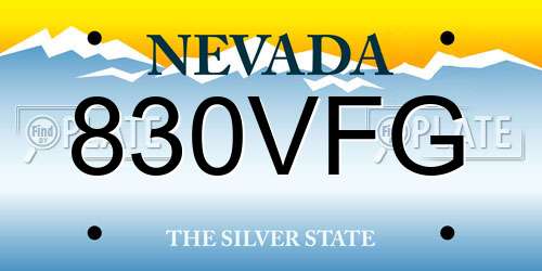 830VFG Nevada License Plate