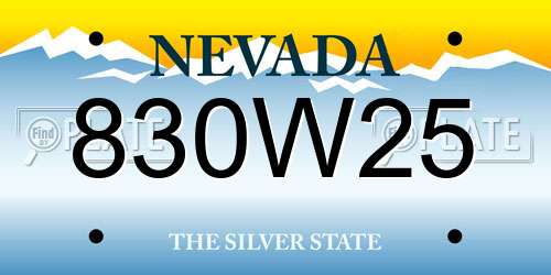830W25 Nevada License Plate