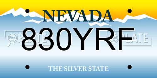830YRF Nevada License Plate