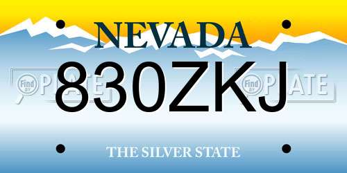 830ZKJ Nevada License Plate