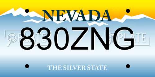830ZNG Nevada License Plate