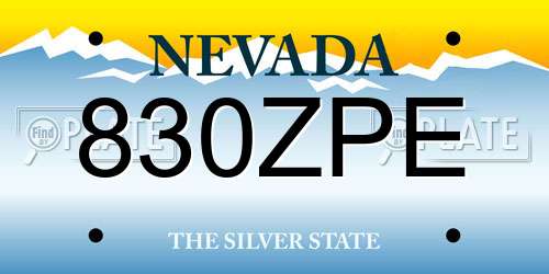 830ZPE Nevada License Plate