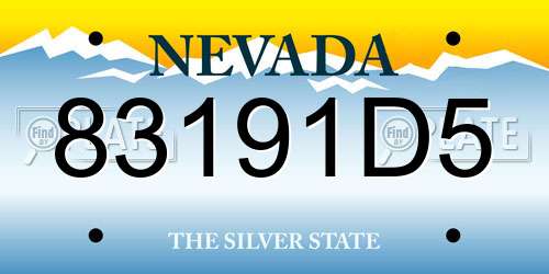 83191D5 Nevada License Plate