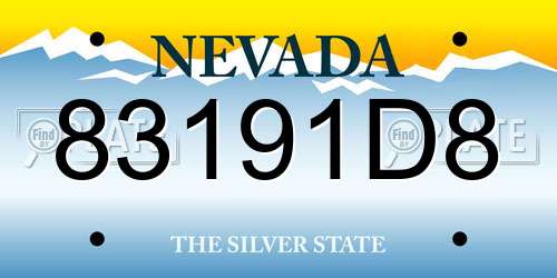 83191D8 Nevada License Plate