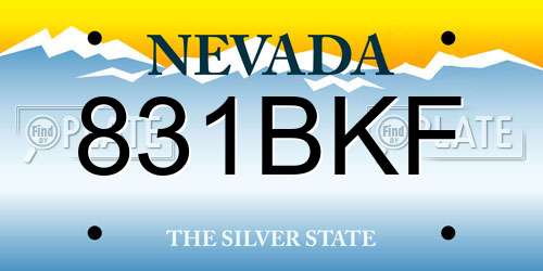 831BKF Nevada License Plate