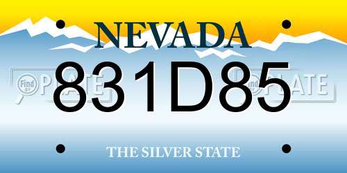 831D85 Nevada License Plate