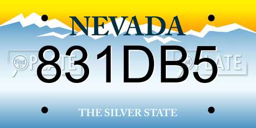 831DB5 Nevada License Plate