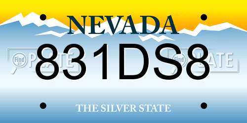 831DS8 Nevada License Plate