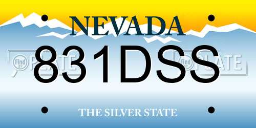 831DSS Nevada License Plate