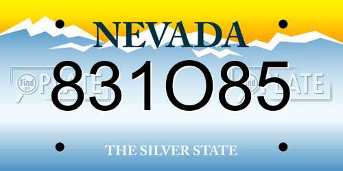 831O85 Nevada License Plate