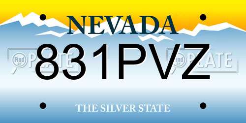 831PVZ Nevada License Plate