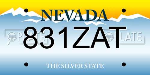 831ZAT Nevada License Plate