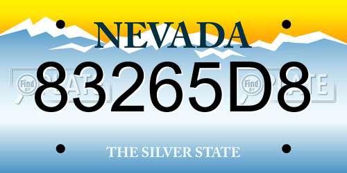 83265D8 Nevada License Plate