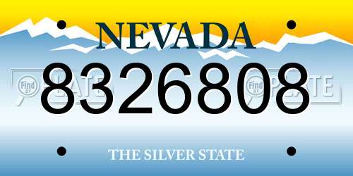 8326808 Nevada License Plate
