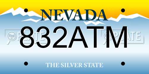 832ATM Nevada License Plate