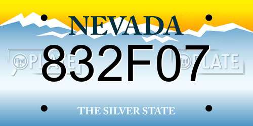 832F07 Nevada License Plate