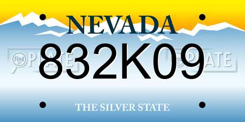 832K09 Nevada License Plate