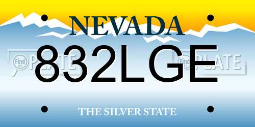 832LGE Nevada License Plate