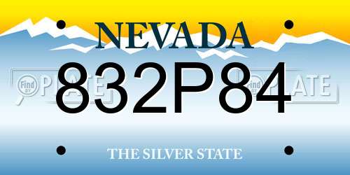 832P84 Nevada License Plate