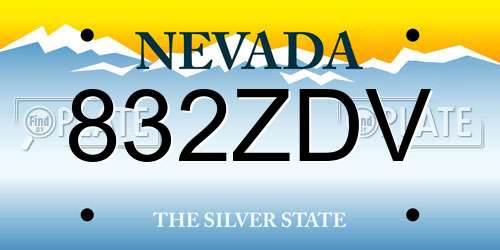 832ZDV Nevada License Plate