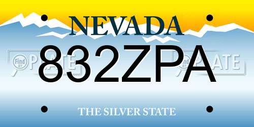 832ZPA Nevada License Plate