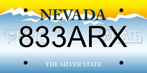833ARX Nevada License Plate