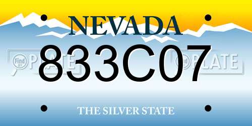 833C07 Nevada License Plate