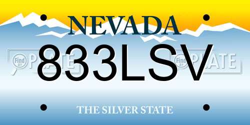 833LSV Nevada License Plate